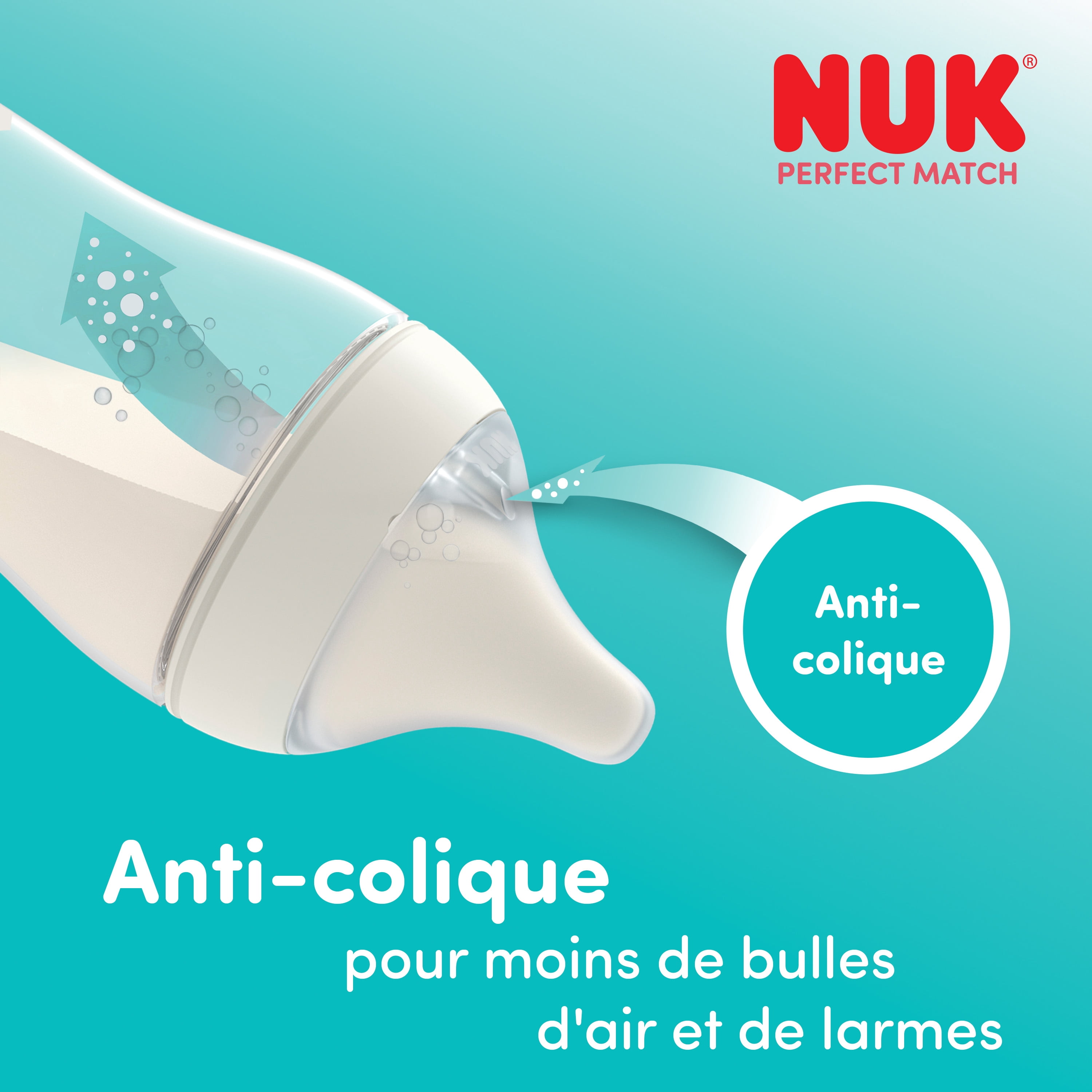 NUK Perfect Match Baby Bottle, 3+ Months, 260 ml, Anti Colic Feeding Bottle, Plastic, Temperature Control Indicator, Sheep, 3 Count