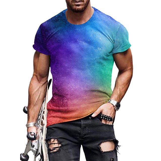 Bellella T-shirt Homme Col Rond T-Shirts Manches Courtes Hauts d'Été Mode Blouse Imprimée Numérique 3D Pull Homme Style g m