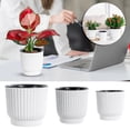 thumbnail image 1 of Cagogo under $5 3Pcs Flower Pots, Self Watering Flower Pot Lazy Plant Pot Resin Planter, Automatic Water Absorption Succulents Plant Container, Round Rose Pattern Tabletop Decor, 1 of 9