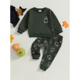 thumbnail image 2 of SUNSIOM Ensembles d'Automne pour Tout-Petits Filles Garçons, Imprimé Ghost, Chandails à Col Rond à Manches Longues et Pantalons Longs, Ensemble de Vêtements d'Halloween 2 Pcs, 2 of 9