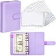 thumbnail image 1 of PU Leather Notebook Binder Budget Planner Binder Cover with 12 Pieces Binder Pocket Personal Cash Budget Envelopes System 6 Hole Binder Zipper Folder(Purple), 1 of 7
