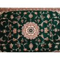 thumbnail image 3 of Rectangle Area Rug Dark Green Floral Medalion Wool Silk Hand Knotted Carpet (5 x 3)', 3 of 9