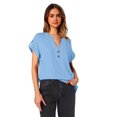 thumbnail image 4 of Yuyuzo Womens T Shirts Cap Sleeve Tops Button up V Neck Top Solid Color Basic Summer Tees Tops, 4 of 7