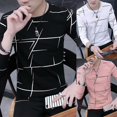thumbnail image 3 of Mens Crew Neck Print T-Shirt Blouse Pullover Long Sleeve Slim Fit Muscle Top, 3 of 7