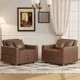 thumbnail image 2 of AECOJOY Fauteuil-Lit Convertible 3-en-1 et Canapé-Lit Futon avec Dossier Réglable et 2 Oreillers - Brun Selle, 2 of 10