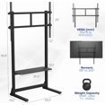 thumbnail image 3 of Support de Téléviseur sur Pied Robuste de 55 à 100 Pouces, Supporte jusqu'à 154 Lb, Grand Support TV avec Tablette de Rangement, Noir, 3 of 9