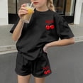 thumbnail image 3 of Robe d'Été avec Manches Ensemble de Loisirs d'Été pour Enfants Col Rond Manches Courtes Haut et Shorts Ensemble Deux Pièces Mignon Ensemble d'Été, 3 of 6
