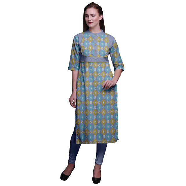 Bimba Kurta Santoon en Viscose Tunique d'Été Imprimée Kurtis Droite pour Femmes