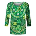 thumbnail image 4 of Mceream T-Shirt de la Saint-Patrick pour Femmes Drôle Manches 3/4 Hauts Mignons Décontractés Col Rond T-Shirts Graphiques Trèfle Imprimé Floral 2026 Hauts Chemisiers Grande Taille Vert G, 4 of 5