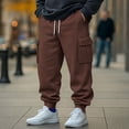 thumbnail image 3 of Yuyuzo Mens Cargo Sweatpants Causal Drawstring Workout Joggers Fleece Solid Color Athletic Pants with Pockets, 3 of 7