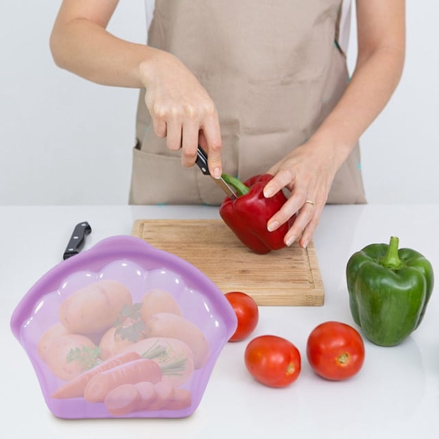 Silicone Reusable Food Storage Bags,Freezer Bags for Food Storage,Multi-function Fruit Vegetable Snack Storage Container,Easy to Clean,Dishwasher Safe