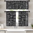 thumbnail image 1 of Kitchen Curtains Cooking Utensil Window Curtains and Valances Set 36 Inch, Black Short Tier Curtain for Kitchen, Cartoon Doodle Small Kitchen Decor, 1 of 5