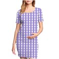 thumbnail image 2 of Ovzne Robes Grande Taille pour Femmes aux Formes Robe Femme à la Mode Imprimée Plissée Jupe de Maternité à Manches Courtes Col Rond Robe Mi-Mollet Robe de Printemps à Manches Courtes Imprimée Liquidation, 2 of 7