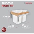 thumbnail image 3 of Rev-A-Shelf Poubelle à Montage Supérieur à Double Tiroir sous Armoire, 35 Qt, 4WCTM-21DM2-495-FL, 3 of 8