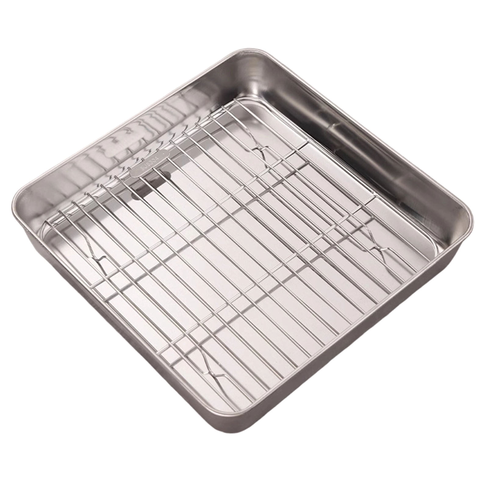 MKHSQHDG Today's Deals Stainless Steel Baking Tray for Oven Oven Rimming Bake Pan with Rack for Cakes Roasting and Casseroles Stainless Steel Square Cake Baking Pans Baking Pan with Rack