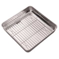 thumbnail image 1 of MKHSQHDG Today's Deals Stainless Steel Baking Tray for Oven Oven Rimming Bake Pan with Rack for Cakes Roasting and Casseroles Stainless Steel Square Cake Baking Pans Baking Pan with Rack, 1 of 4
