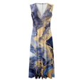 thumbnail image 4 of TJAZFJPA Longues Robes Formelles pour Femmes Robes d'Été Robe de Travail Sans Manches Manches Courtes Imprimé Col en V Robe Décontractée pour Femmes Robe Maxi Grande Taille Robes en Lin Robe de Fée Femmes, 4 of 5