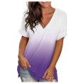 thumbnail image 2 of Pompotops T-shirt Décontracté à Manches Courtes et Col en V Imprimé Dégradé pour Femmes, 2 of 6