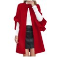thumbnail image 2 of Lovzfmll Manteau Trench en Laine pour Femme, Revers Cranté Mode avec Poches à Rabat Rouge, 5TG, 2 of 3