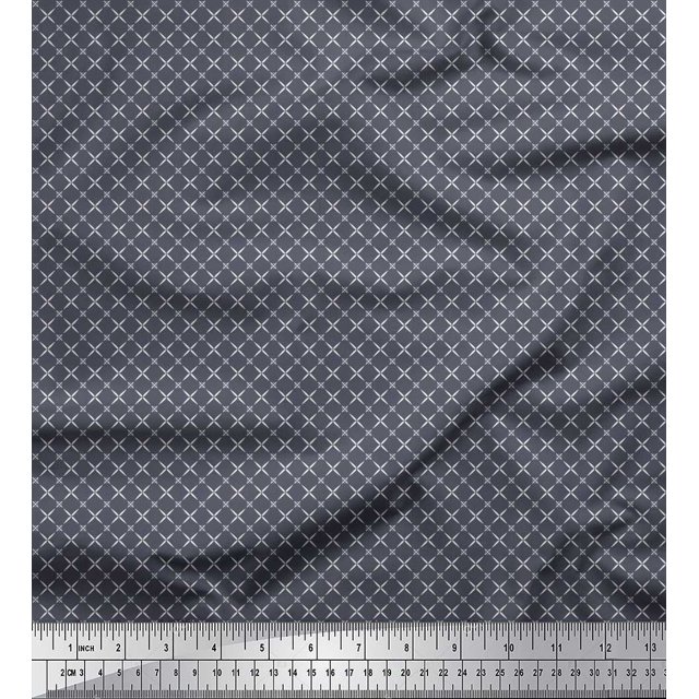 Soimoi Polyester Crepe Fabric Geometric Small Fabric Prints by Yard 42 Inch Wide