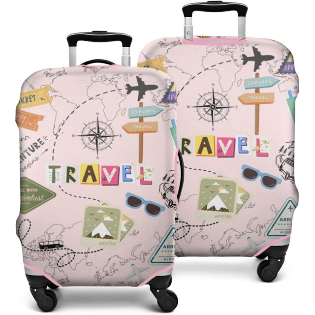 Travel Luggage Cover Suitcase Protector Fits 18-32 Inch Luggage Wheel Covers Patterned Travel Related Items Flower Luggage Protector Elastic Luggage Anti-scratch Suitcase Cover S