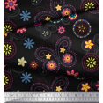 thumbnail image 3 of Soimoi Tissu de Coton Noir Imprimé Clipart Insecte & Floral par la Cour 56 Pouces de Large, 3 of 3