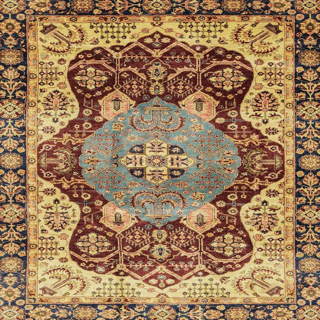 Ahgly Company Tapis d'Intérieur Carrés Abstraits Rouge Brun Persans, 4 Pieds Carré