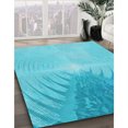thumbnail image 3 of Ahgly Tapis d'Intérieur Lavable en Machine Carré Transitionnel Bleu Cyan Vif, 6 Pieds Carré, 3 of 7