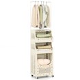 thumbnail image 1 of Gymax 4-Tier Laundry Cart w/ Hanging Bar Folding Laundry Hamper w/ Lockable Wheels, 1 of 10