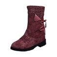 thumbnail image 2 of jsaierl Chaussures de Mode pour Femmes Bottes Rétro Western Décontractées Chaudes Talons Bas Bottes Mi-Mollet, 2 of 5