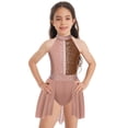 thumbnail image 1 of Runhomal Robe de Danse Ballet Sans Manches pour Filles Enfants, Robe de Patinage Artistique, Justaucorps de Gymnastique, Ballerine, Café 10, 1 of 7
