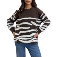 thumbnail image 1 of Rbaofujie Chandails pour Filles Mode Chandail Décontracté Confortable à Manches Longues à Col Rond Blouse Haut Chandail Café Chandails à Capuchon pour Femmes, 1 of 5