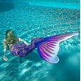 thumbnail image 3 of Aleko Queue de Sirène Résistante à l'Usure pour Enfants pour la Natation, Monopalme Incluse Violet G, 3 of 4