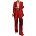 thumbnail image 1 of Timegard 2 Piece Suits Set for Women Button V Neck Open Front Jackets Business Office Wide Leg Pant Blazer Outfits, 1 of 6