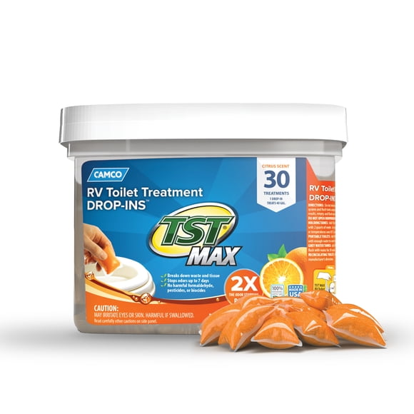Camco TST MAX RV Traitement des toilettes Drop-INs - Parfum orange, paquet de 30 (41182)