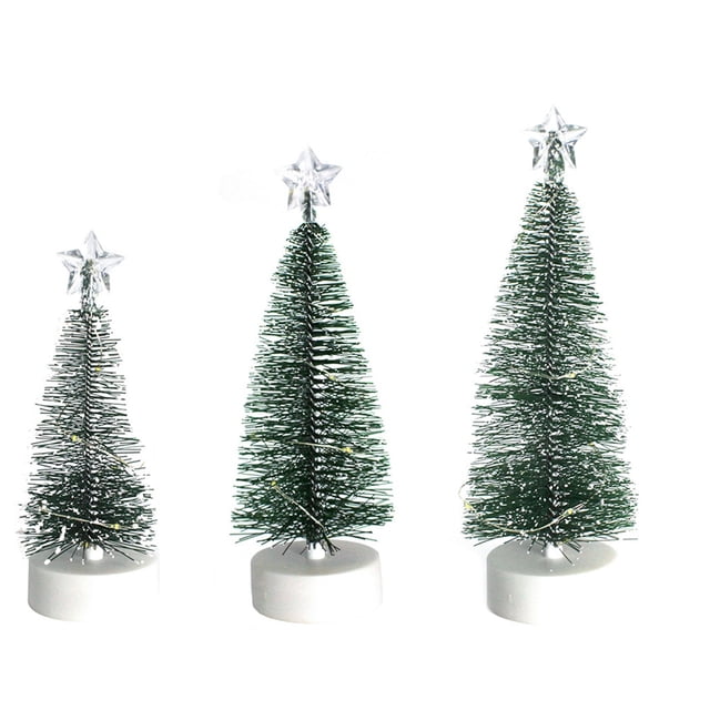 Birdeem Mini Small Christmas Tree with Led Color White Christmas Tree Christmas Decoration Desktop Ornament Gift Green Cedar