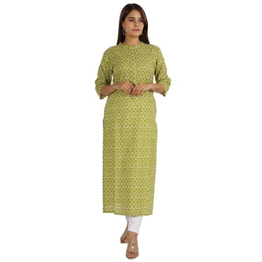 Moomaya Printed Indian Ethnic Kurti For Women Mandarin Collar Long Straight Kurta With Pockets