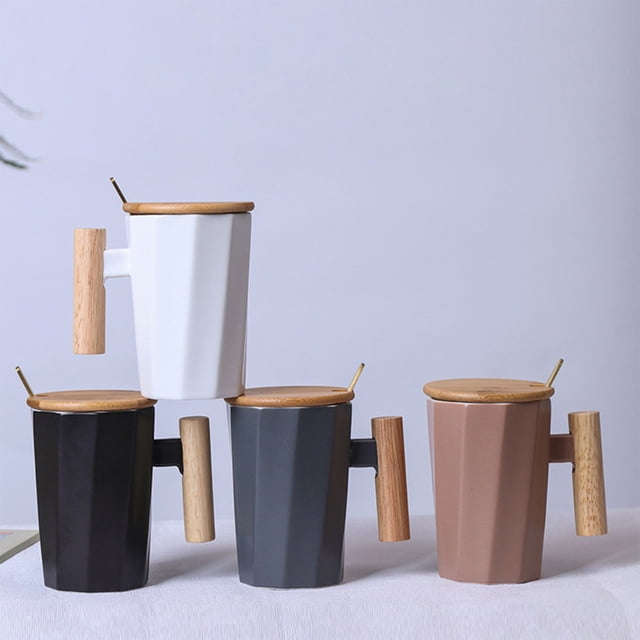 Vaidha Wood Handle Ceramic Mug Office Mugs Holiday Event Gift Mugs