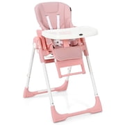 OLAKIDS 4 in 1 High Chair–Booster Seat, Convertible Highchair w/Adjustable Height and Recline,Removable Tray,DetachableCushion, Installation-Free,Simple Fold for Baby, Infant& Toddler (Pink)