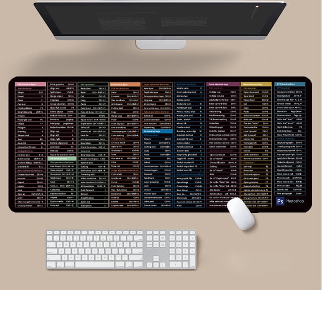 Pompotops TWS Mouse,Computer Mice TWS,TWS Mouse For Laptop,Slim Silent Rechargeable Mouse,Optical Mouse,Quick Key Super Large -slip Keyboard Pad - with Office Software Shortcuts Pattern