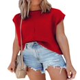thumbnail image 1 of Women Solid Color Sweater Vests Crew Neck Cap Sleeve Loose Pullovers, 1 of 5