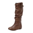 thumbnail image 2 of Fankiway Bottes Hautes Décontractées pour Femmes, Talon Compensé Caché, Bride à Boucle, Bottes d'Hiver Mode, Brun, 2 of 9