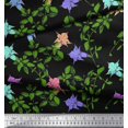 thumbnail image 3 of Soimoi Toile de Voile de Coton Feuilles & Cloche Imprimé Floral 1 Yard 42 Inch Wide, 3 of 3