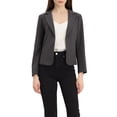 thumbnail image 1 of INSPIRE CHIC Women's Blazer Open Front Wear-to-Work Summer Crop Suit Jacket XL Dark Grey-Solid, 1 of 6