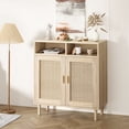 thumbnail image 1 of Rattan Sideboard Buffet Cabinet, Boho Storage Cabinet with 2 Doors, Open Shelf for Living Room, Hallway & Kitchen, 1 of 7