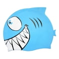 thumbnail image 1 of koolsoo Shark Shaped Swimming Cap Bathing Cap for Children Short and Long Hair Teens Blue, 1 of 9