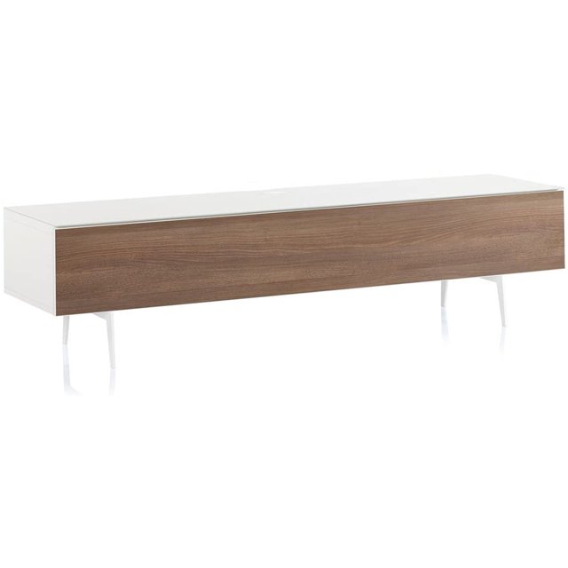 SONOROUS Studio ST-360 Wood and Glass Modern TV Stand with Spike Metal Legs for Sizes up to 75" (Modern Design Cabinet For Your Audio/Video Components and Consoles, Comes with I/R Repeater) - WHITE