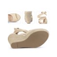 thumbnail image 2 of BLISSFUL STEP Sandales Compensées Espadrilles à Lacets pour Femmes Beige 9, 2 of 7