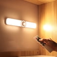 thumbnail image 1 of Motion Sensor LED Light Indoor | Wireless Battery Powered Under Cabinet Lighting | Dimmable 3 Color Temps | Remote Control | Magnetic Mount | 11.4in | 1 Pack | White, 1 of 8