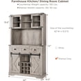 thumbnail image 1 of 72" Farmhouse Bar Cabinet with Sliding Barn Door, Tall Kitchen Buffet with Storage Hutch and 3 Drawer, Rustic Coffee Wine Bar Sideboard with Wine & Glasses Rack, for Living Room, Washed Grey, 1 of 4